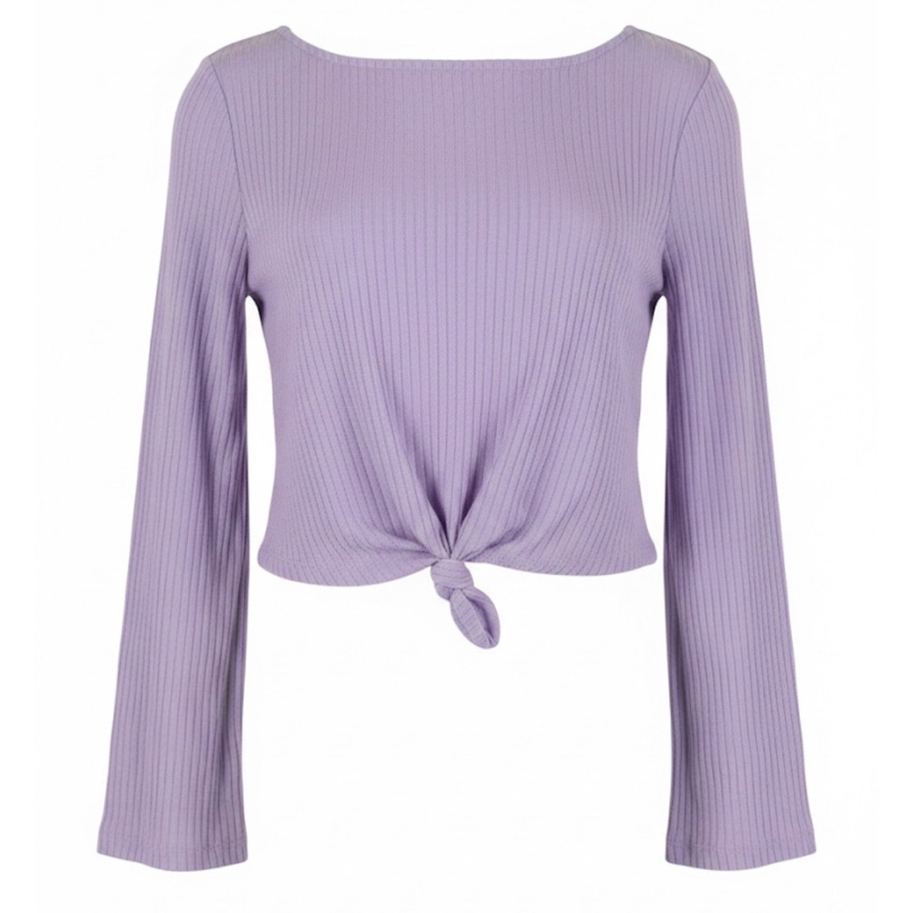 Hippie Rose Knot-Front Ribbed Top M
